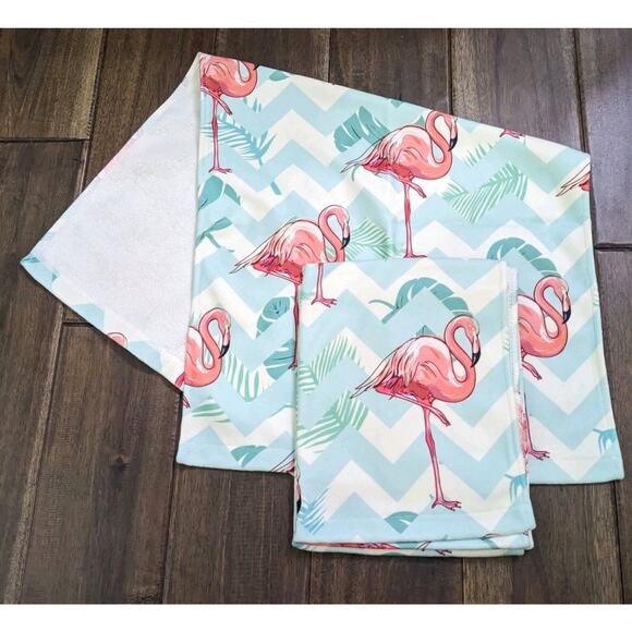 Set Pack Of 2 Flamingo Multi Purpose Terry Kitchen Dish Hand Towel New Monstera - Picture 2 of 4